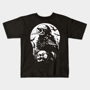 black raven and the skull Kids T-Shirt